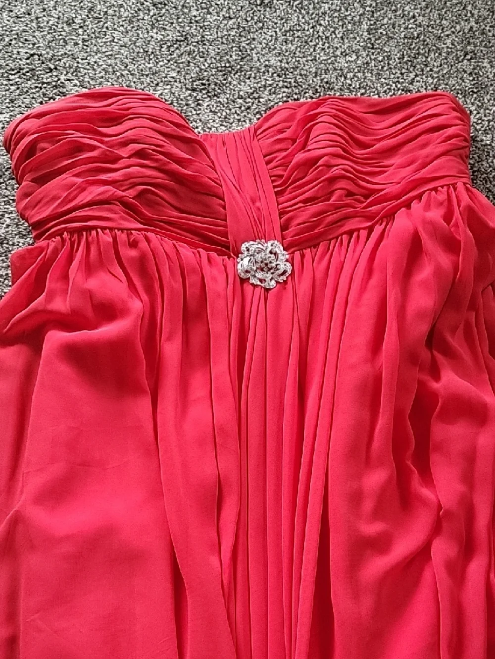 Andrew Adela Red Formal Prom Dress Sheer Overlay Women Size 16 - Picture 8 of 9